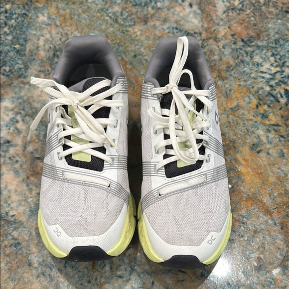 On Cloud Gray and White Sneakers with Lime Highlights - Picture 1 of 7